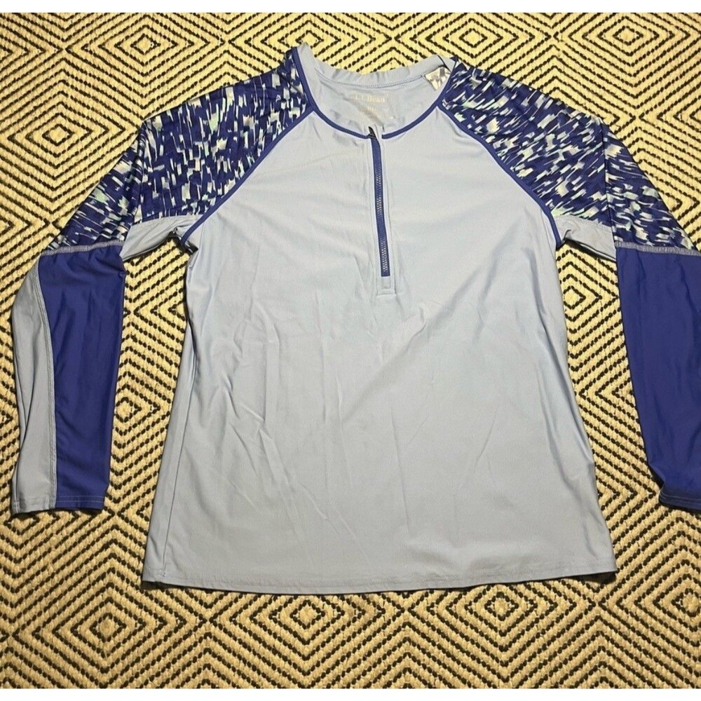L.L. Bean Rash Guard Henley SPF 50 Lycra Summer Swim Size M